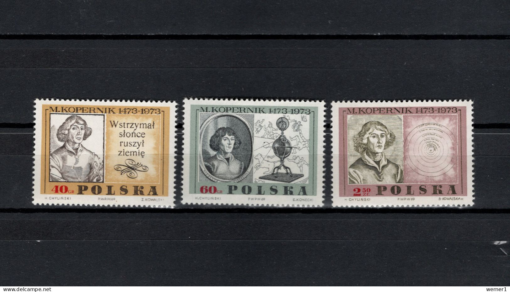 Poland 1969 Space, Copernicus Set Of 3 MNH - Europa