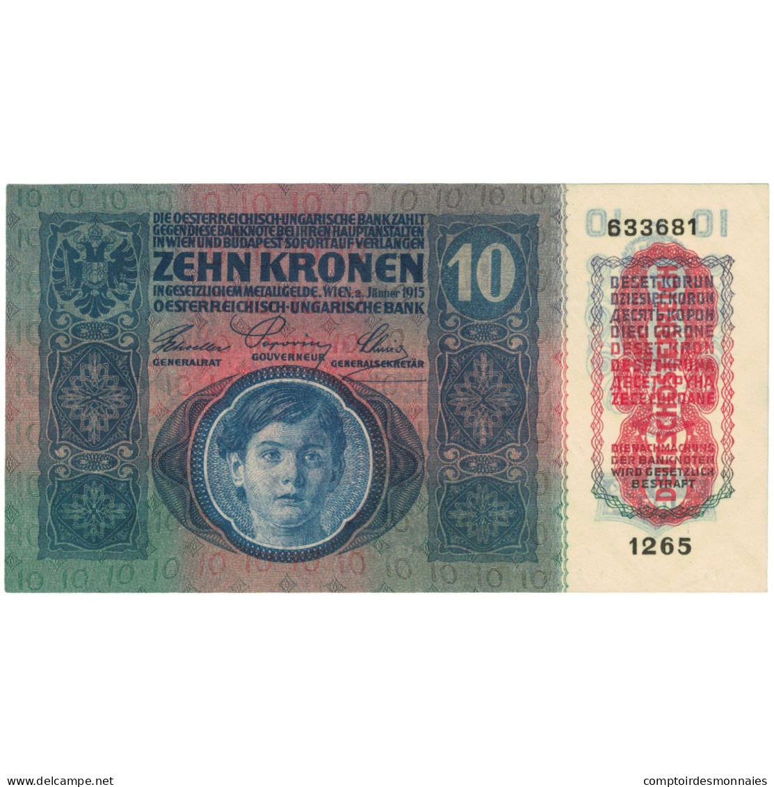 Billet, Autriche, 10 Kronen, 1915, 1915-01-02, KM:51a, NEUF - Oesterreich