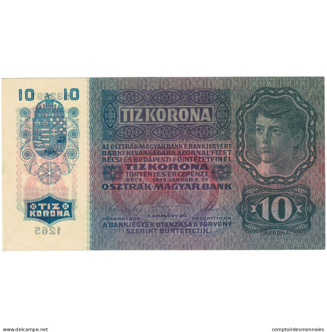 Billet, Autriche, 10 Kronen, 1915, 1915-01-02, KM:51a, NEUF - Autriche