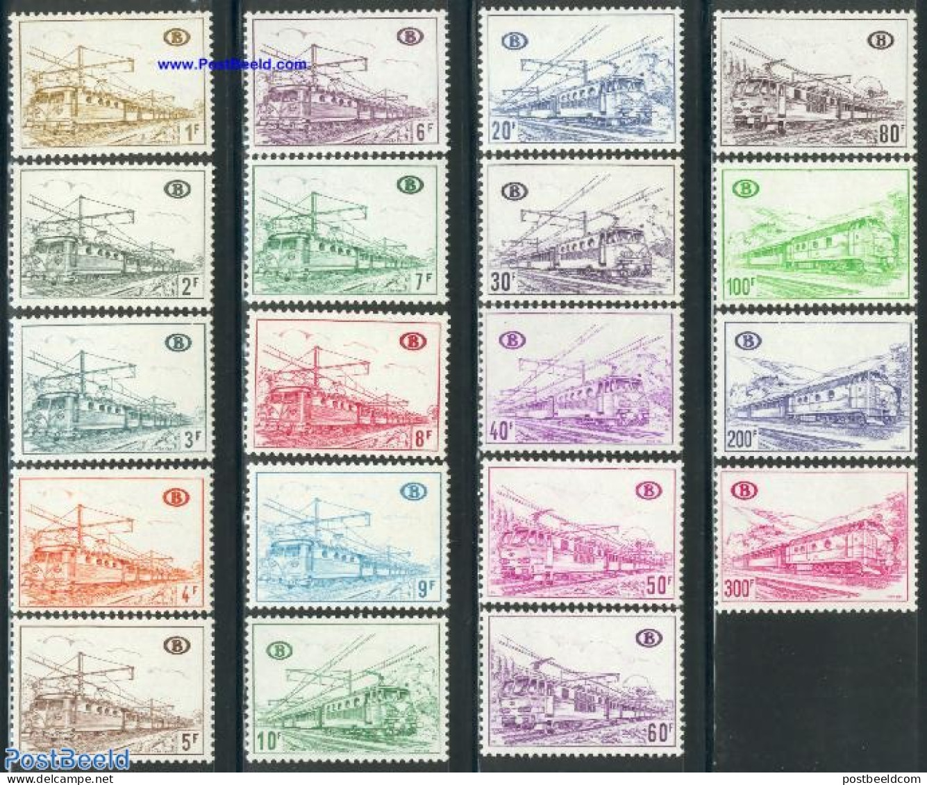 Belgium 1968 Railway Stamps 19v, Mint NH, Transport - Railways - Nuevos