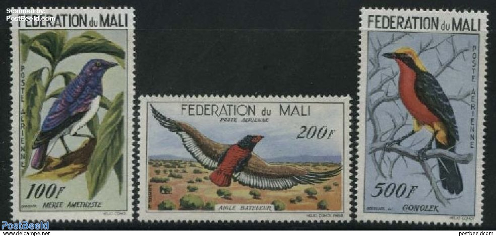 Mali 1960 Birds 3v, Unused (hinged), Nature - Birds - Mali (1959-...)