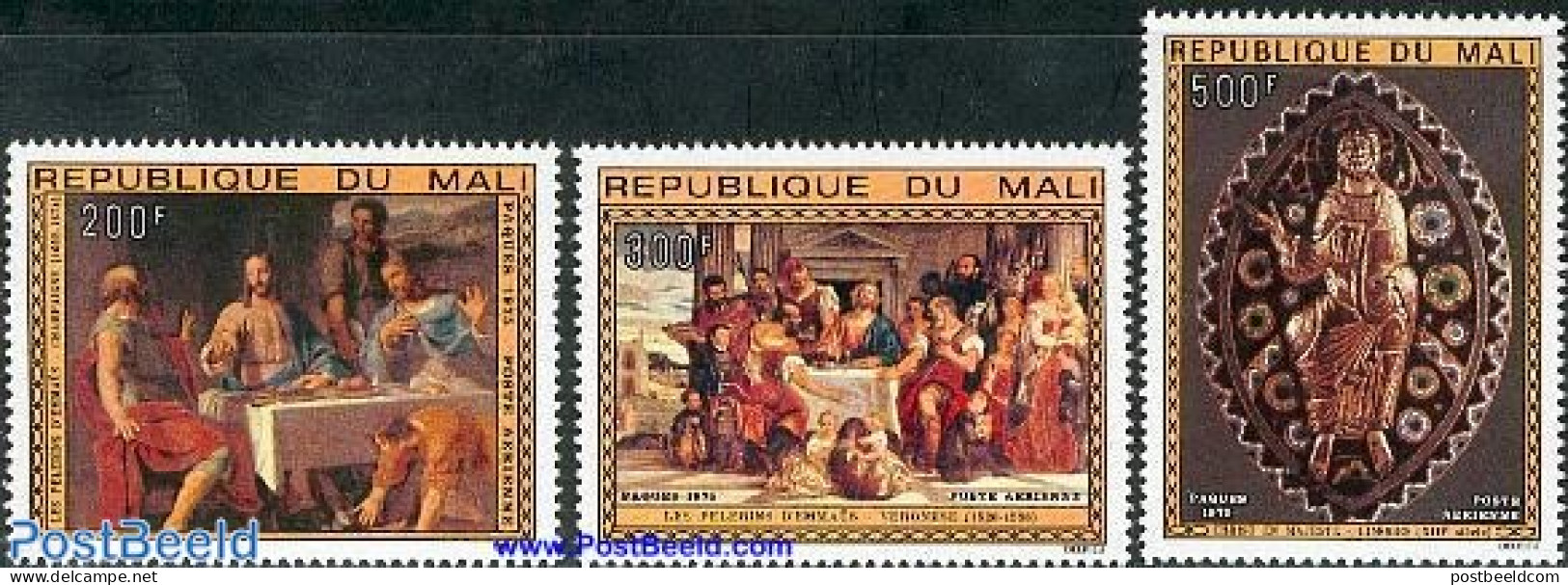 Mali 1975 Easter 3v, Mint NH, Religion - Religion - Art - Paintings - Malí (1959-...)