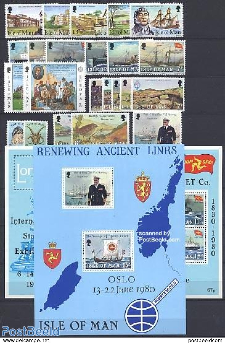 Isle Of Man 1980 Yearset 1980 (23v+2s/s), Mint NH, Various - Yearsets (by Country) - Sin Clasificación