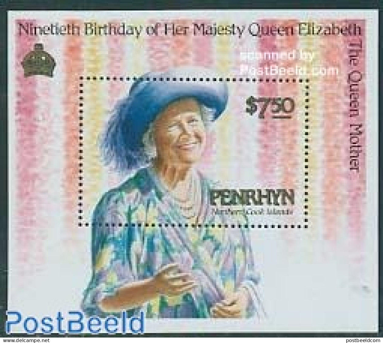 Penrhyn 1990 Queen Mother S/s, Mint NH, History - Kings & Queens (Royalty) - Royalties, Royals