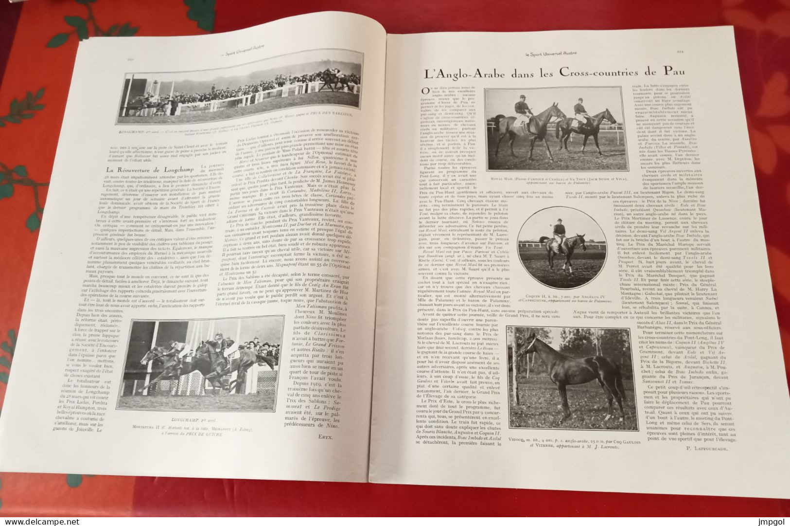 Sport Universel Illustré N°1310 Avril 1928 Anglo Arabe Cross Pau Concours Hippique Paris Record Aviation Major Bernardi - 1900 - 1949