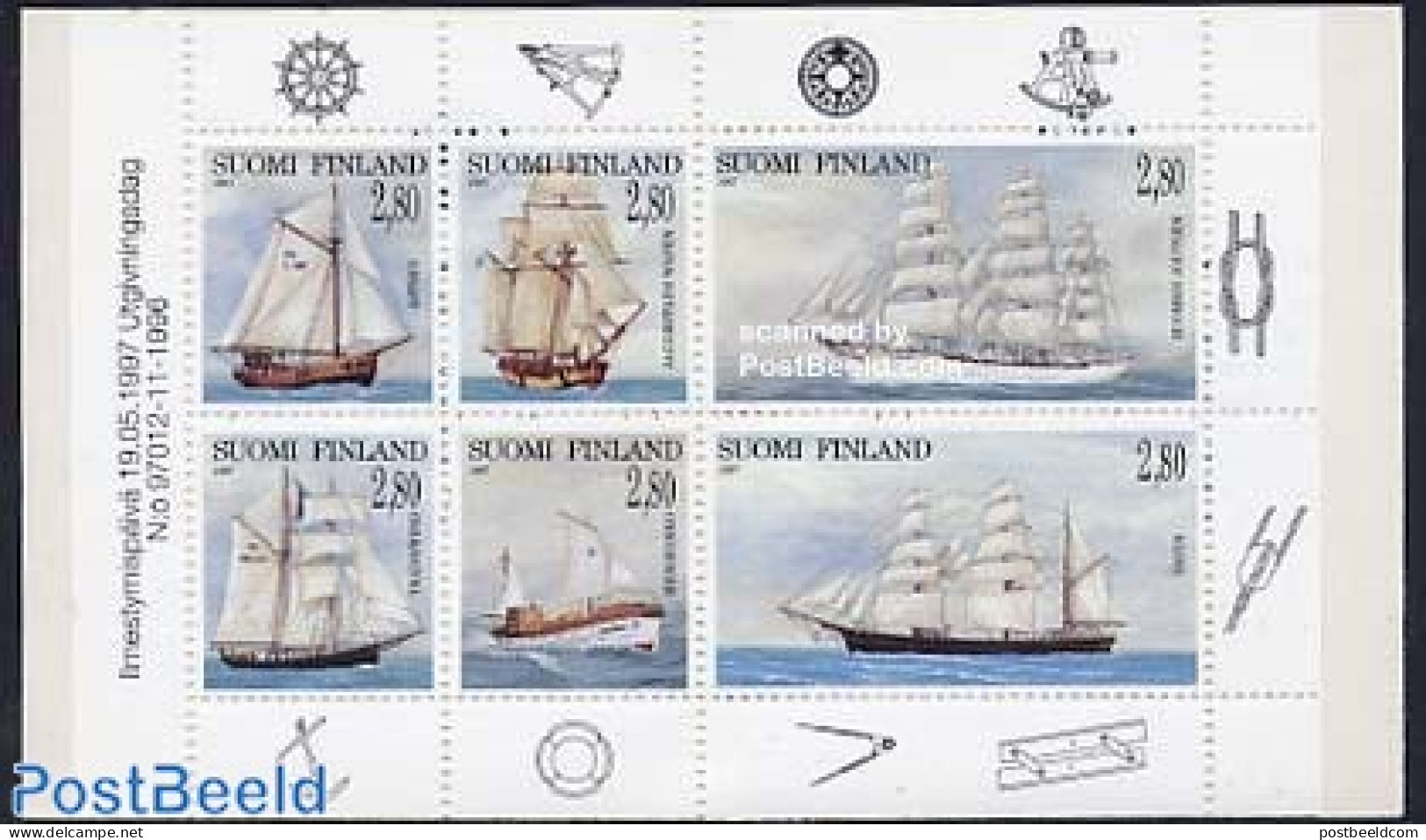 Finland 1997 Ships 6v In Booklet, Mint NH, Transport - Stamp Booklets - Ships And Boats - Nuevos