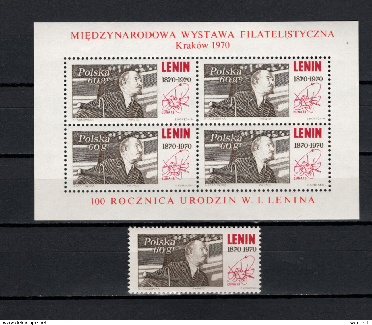 Poland 1970 Space, Lenin Stamp + S/s MNH - Europa