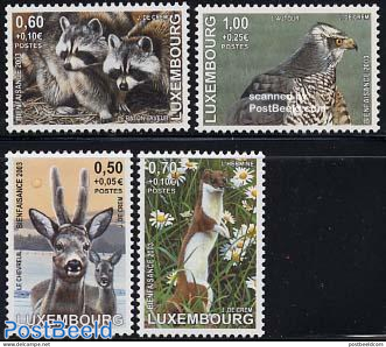 Luxemburg 2003 Animals 4v, Mint NH, Nature - Animals (others & Mixed) - Birds - Birds Of Prey - Deer - Ongebruikt