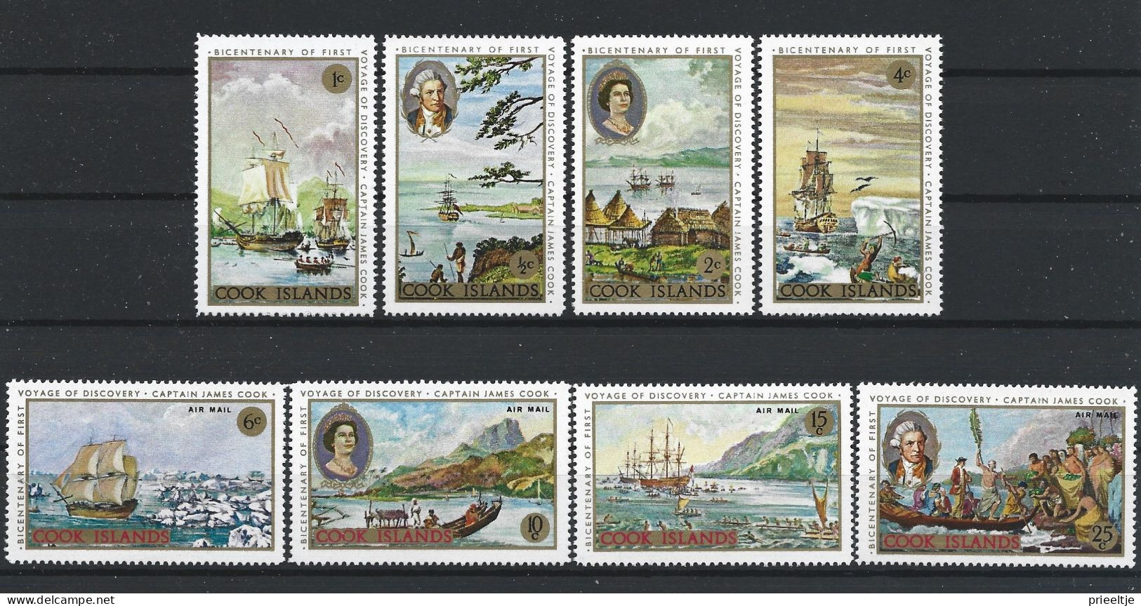 Cook Islands 1968 Capt. Cook 1st Voyage Of Discovery Bicentenary Y.T. 182/185+A12/15 ** - Cook