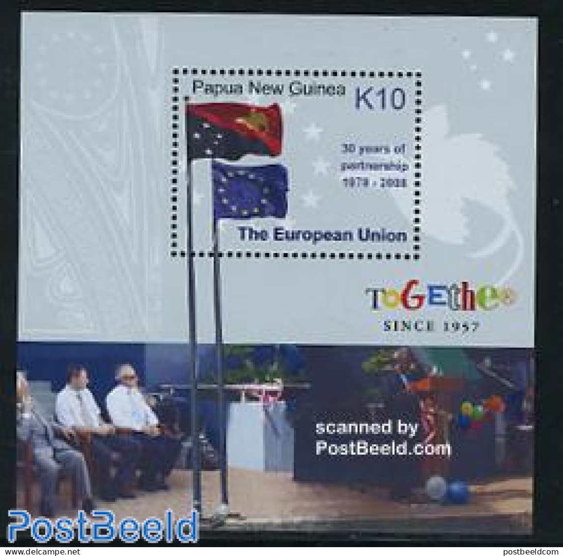 Papua New Guinea 2008 European Union S/s, Mint NH, History - Europa Hang-on Issues - Flags - Europese Gedachte