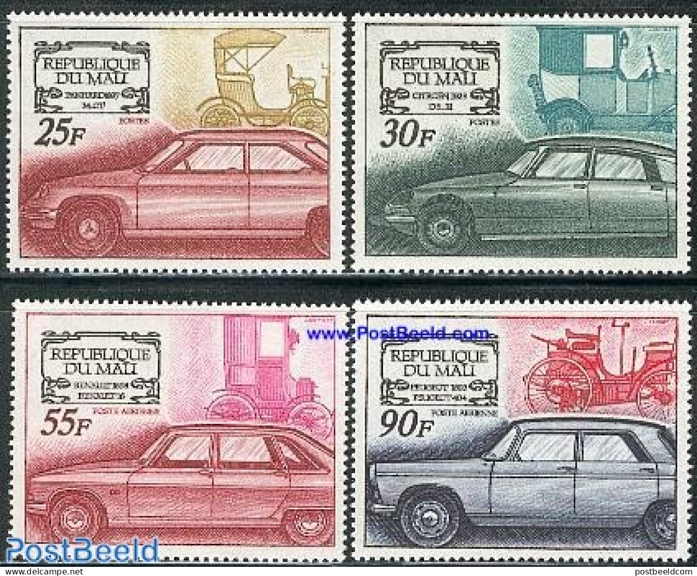 Mali 1969 Automobiles 4v (Peugeot,Renault,Citroen,Panhard), Mint NH, Transport - Automobiles - Cars