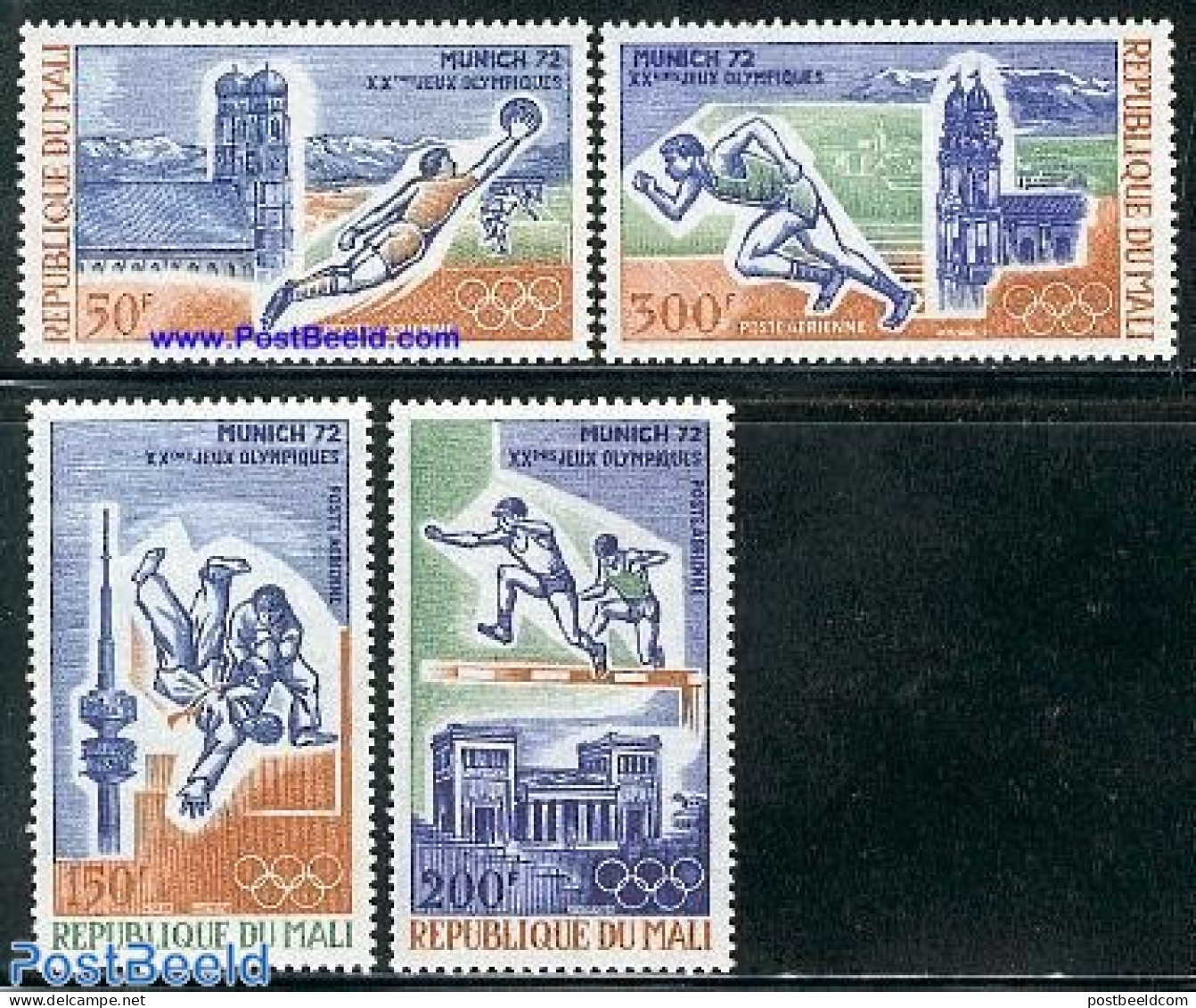 Mali 1972 Olympic Games Munich 4v, Mint NH, Sport - Athletics - Football - Judo - Olympic Games - Athlétisme