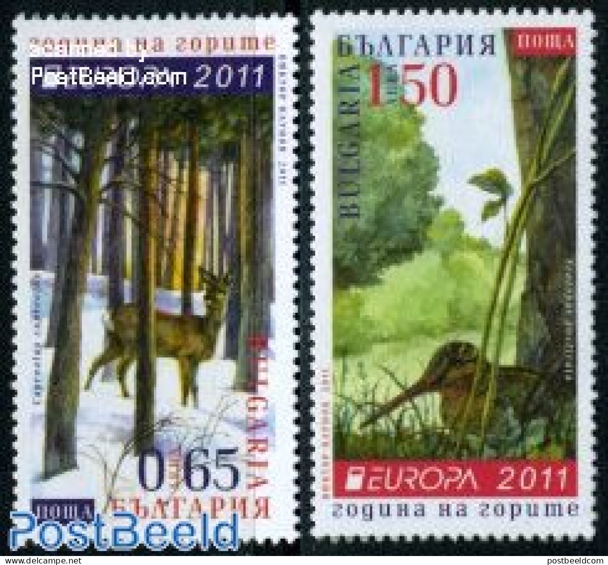 Bulgaria 2011 Europa, Forests 2v, Mint NH, History - Nature - Europa (cept) - Animals (others & Mixed) - Birds - Deer .. - Nuovi