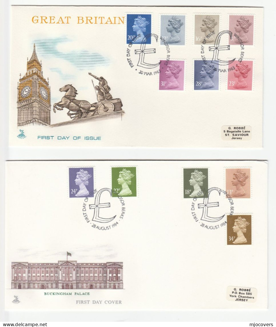 Collection 7 GB FDCs Windsor 1982 - 2000 Definitives Incl  Penny Black Anniv Cover Fdc - Colecciones (sin álbumes)