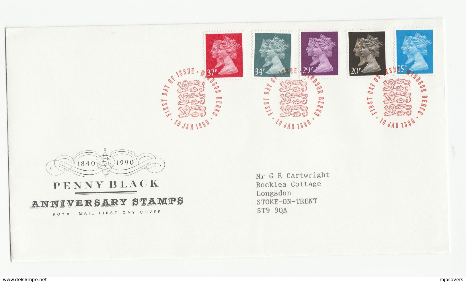 Collection 7 GB FDCs Windsor 1982 - 2000 Definitives Incl  Penny Black Anniv Cover Fdc - Collections (without Album)