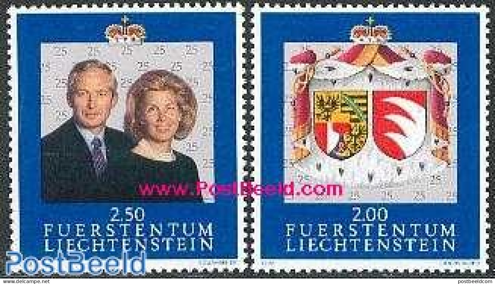 Liechtenstein 1992 SILVER WEDDING 2V, Mint NH, History - Kings & Queens (Royalty) - Nuovi