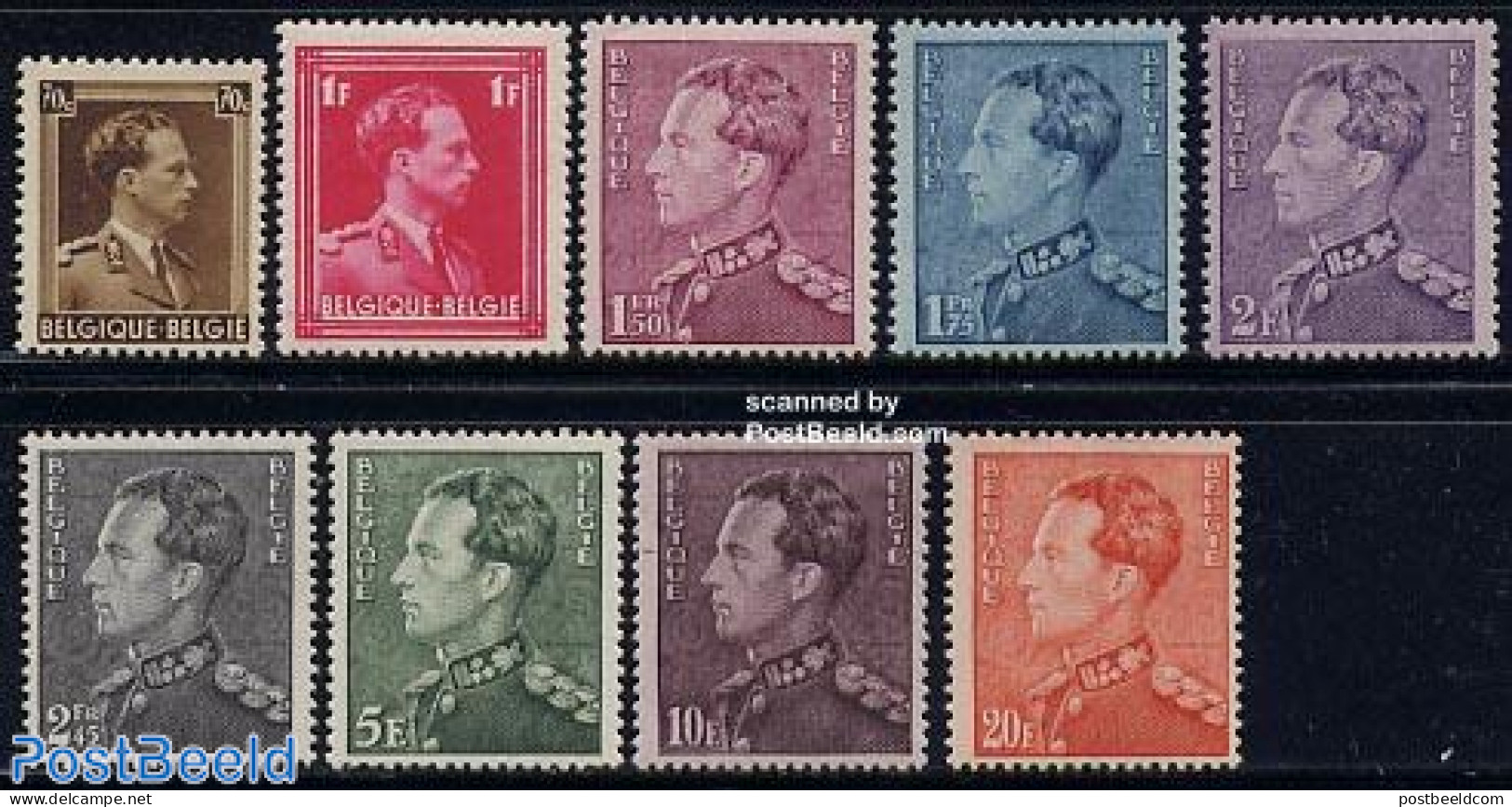 Belgium 1936 Definitives 9v, Unused (hinged), History - Kings & Queens (Royalty) - Neufs