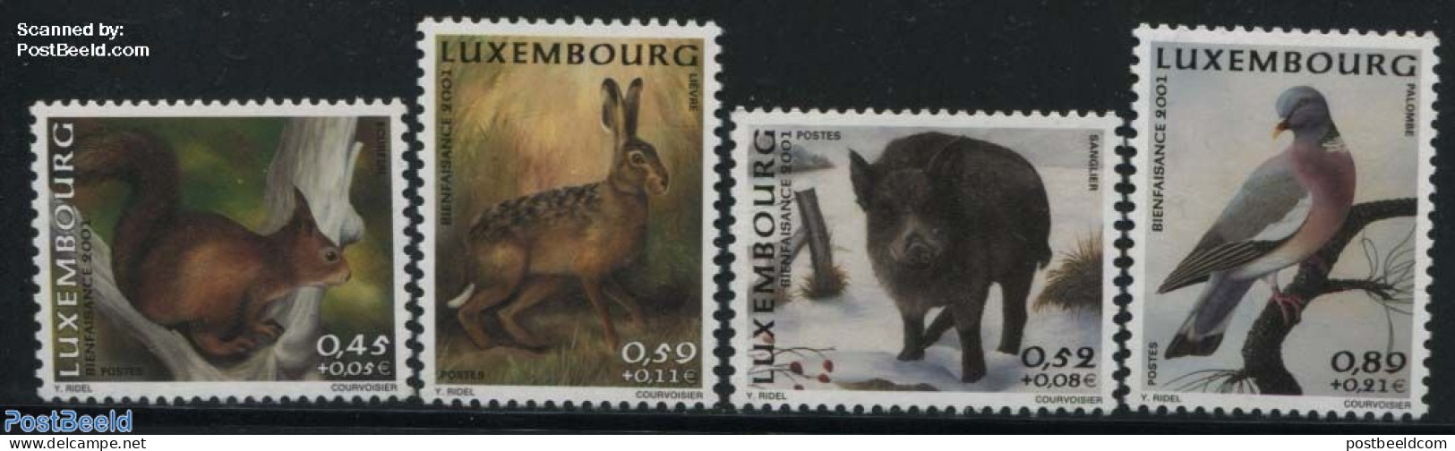 Luxemburg 2001 Welfare, Animals 4v, Mint NH, Nature - Animals (others & Mixed) - Birds - Rabbits / Hares - Nuevos