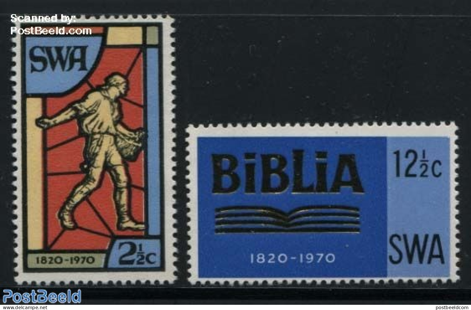 South-West Africa 1970 Bible Association 2v, Mint NH, Religion - Religion - Art - Books - South West Africa (1923-1990)