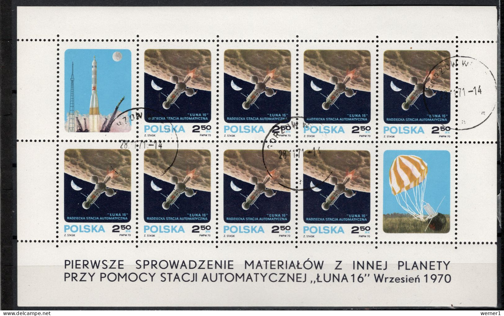 Poland 1970 Space, Luna 16 Sheetlet CTO - Europa