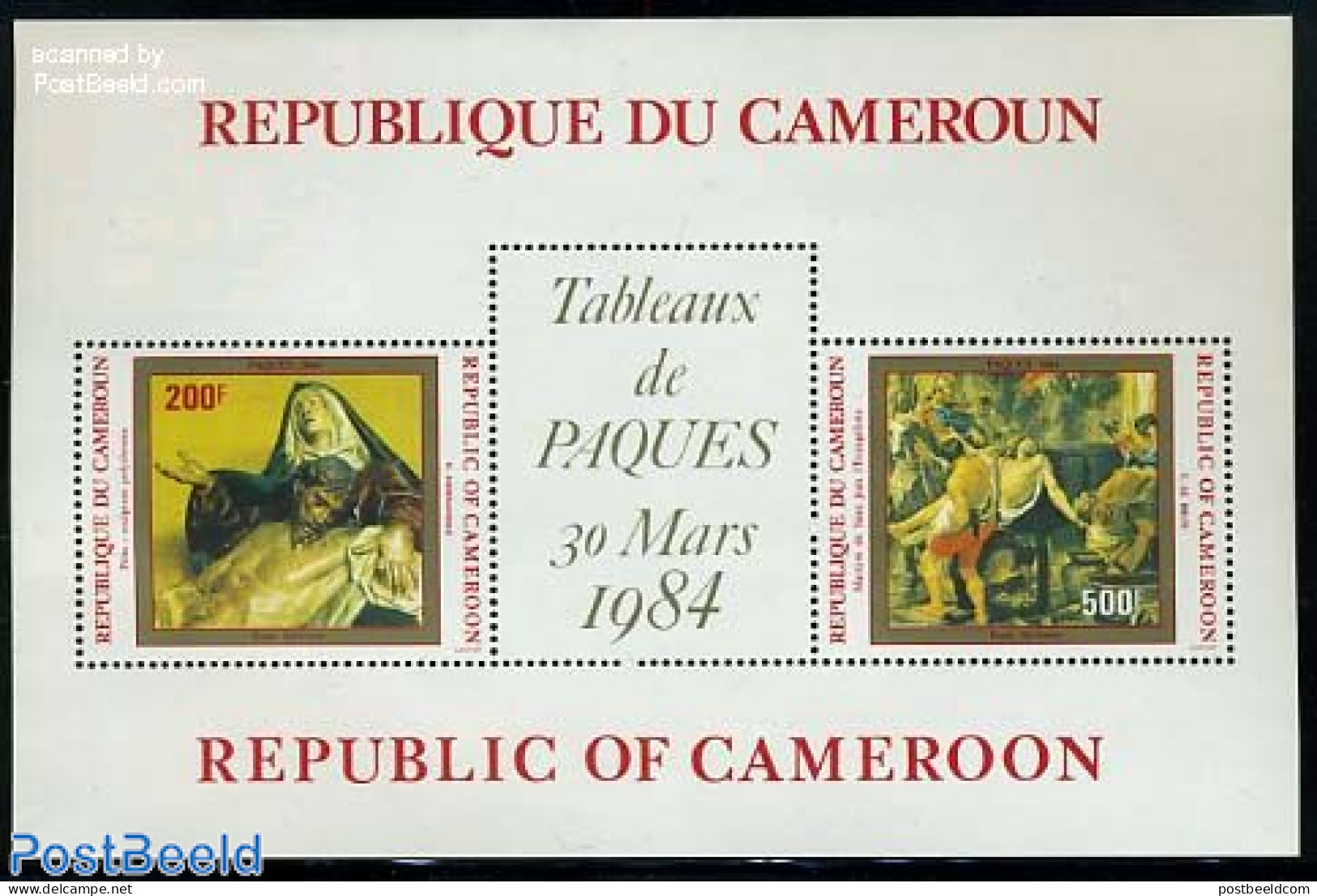 Cameroon 1984 Easter S/s, Mint NH, Religion - Religion - Art - Paintings - Camerún (1960-...)
