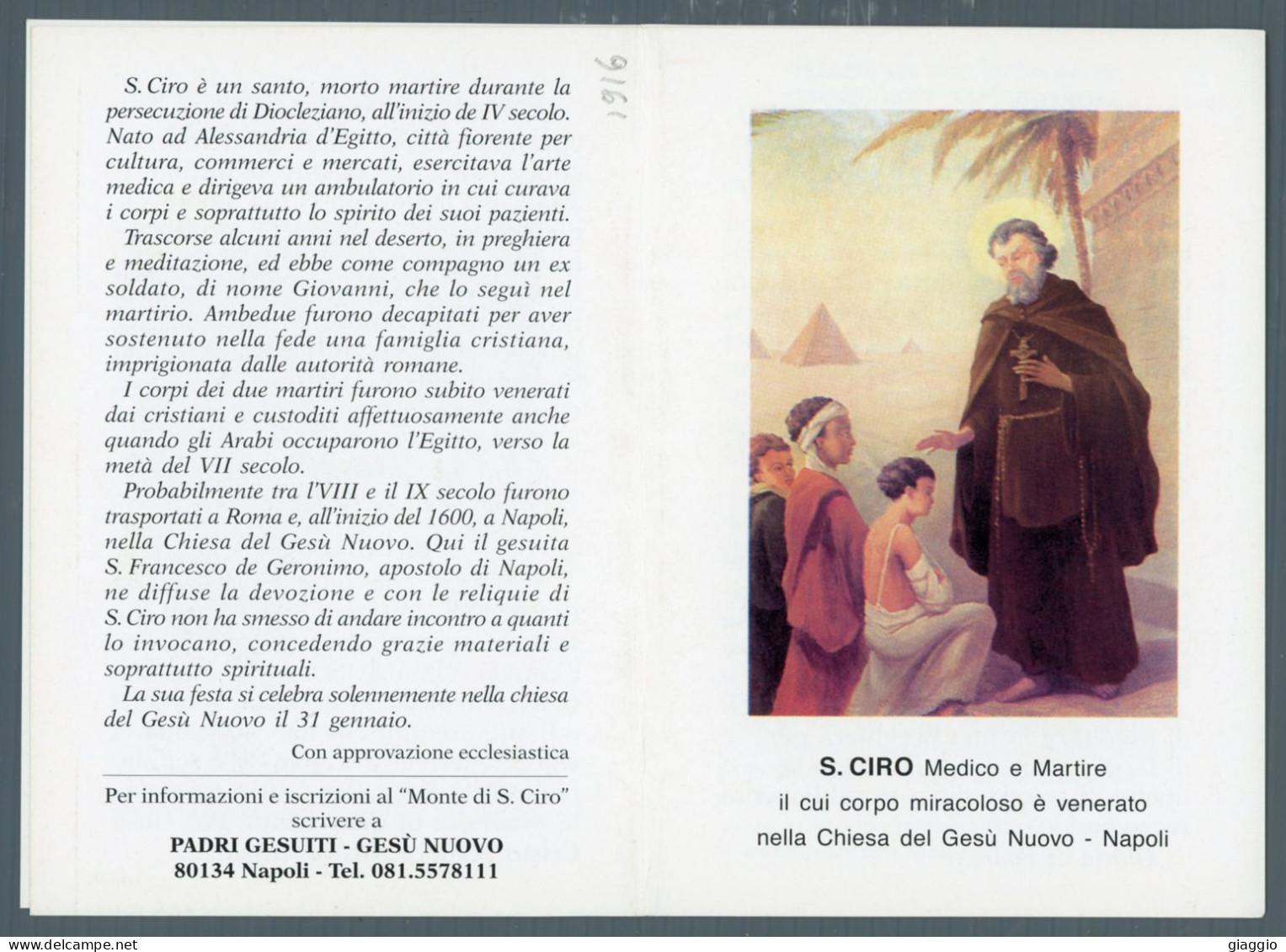 °°° Santino N. 9161 - S. Ciro °°° - Religion & Esotérisme