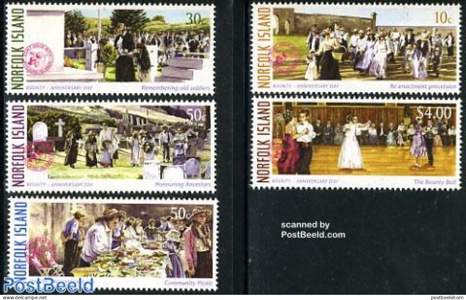 Norfolk Island 2006 Bounty Anniversary Day 5v, Joint Issue Pitcairn, Mint NH, Health - Performance Art - Various - Foo.. - Food