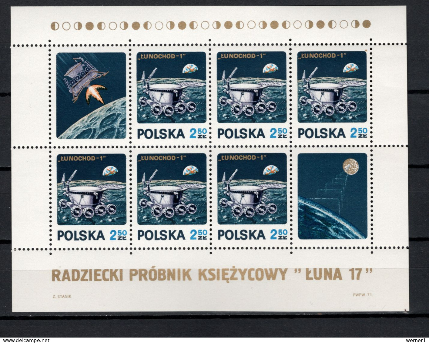 Poland 1971 Space, Lunochod 1, S/s MNH - Europa