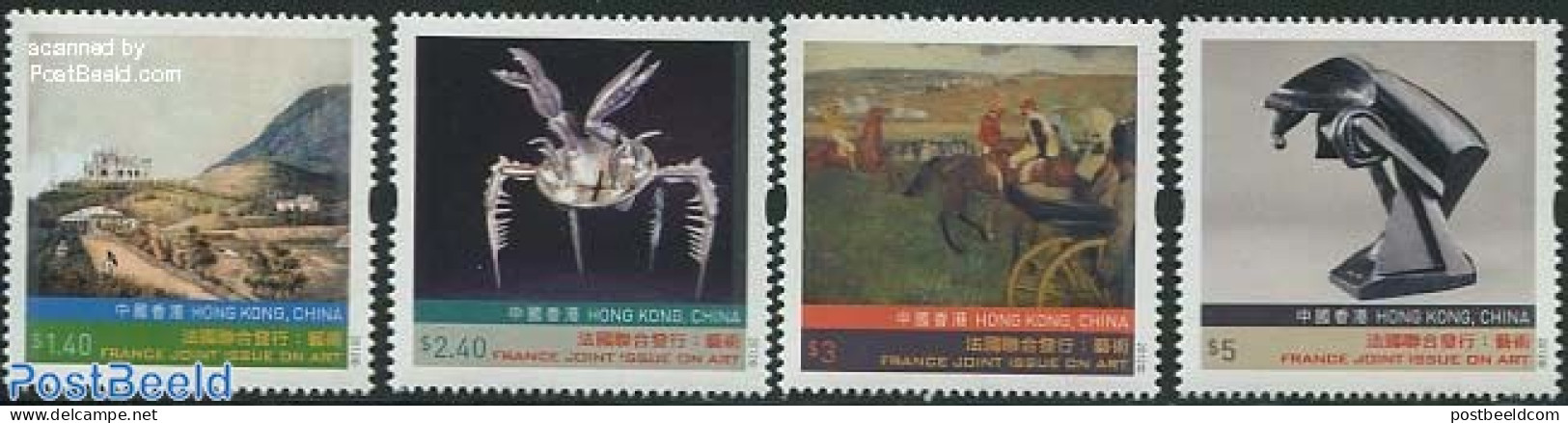 Hong Kong 2012 Art, Joint Issue France 4v, Mint NH, Nature - Transport - Various - Horses - Coaches - Joint Issues - A.. - Nuevos