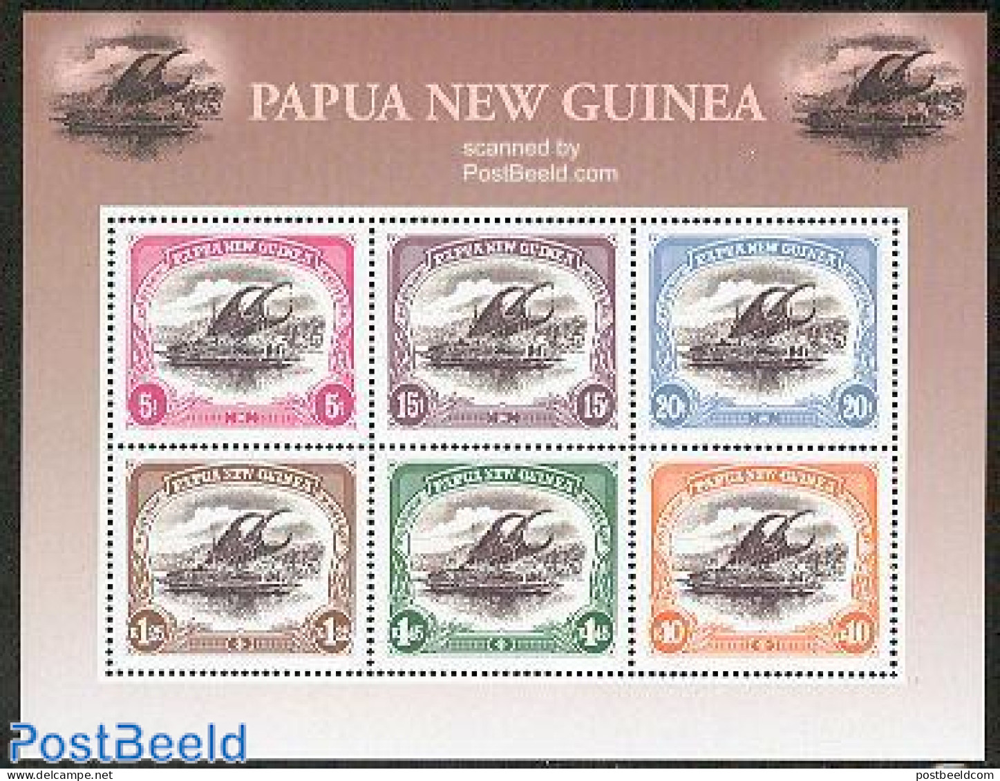 Papua New Guinea 2002 100 Years Stamps 6v M/s, Mint NH, Transport - 100 Years Stamps - Stamps On Stamps - Ships And Bo.. - Stamps On Stamps