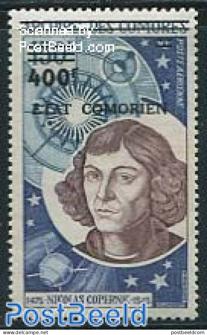 Comoros 1975 Copernicus 1v, Overprint, Mint NH, Science - Astronomy - Astrología