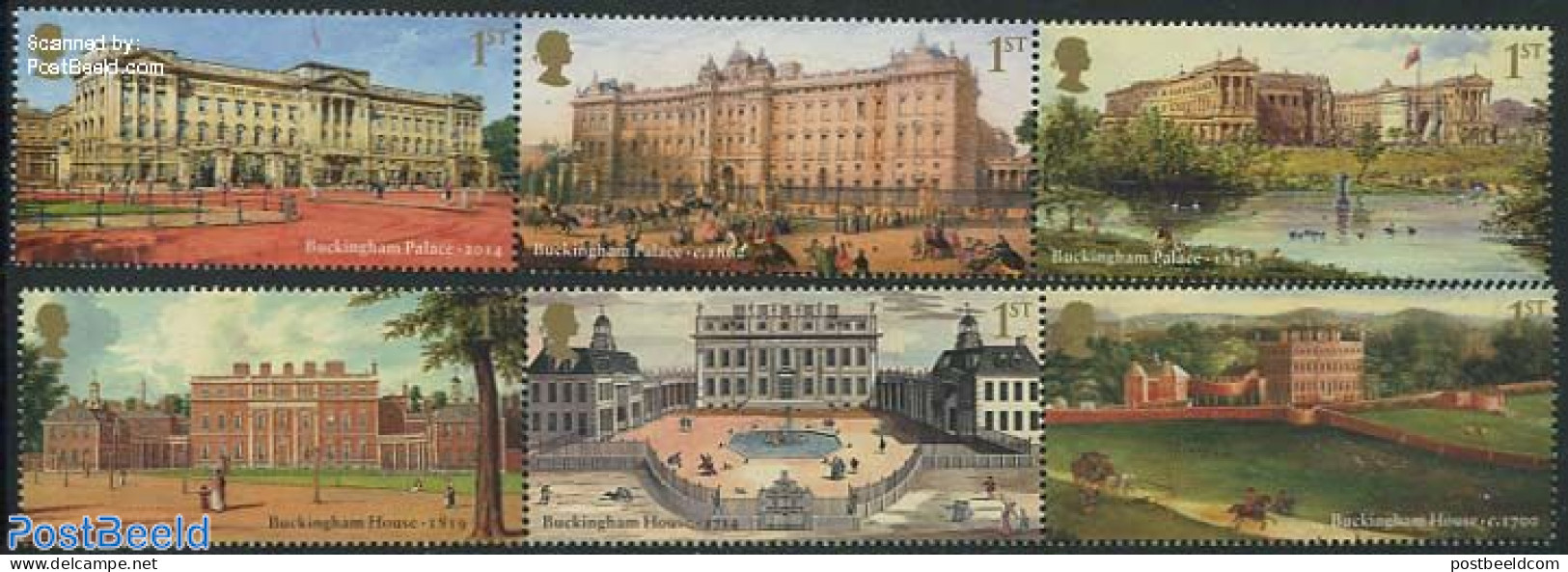 Great Britain 2014 Buckingham Palace 6v (2x [::]), Mint NH, Nature - Horses - Art - Castles & Fortifications - Unused Stamps