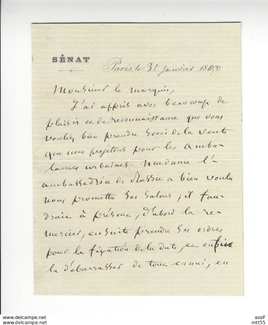 Jules Simon 1814.1896 PHilosophe Homme Politique Et D Etat Lettre Autographe - Politisch Und Militärisch