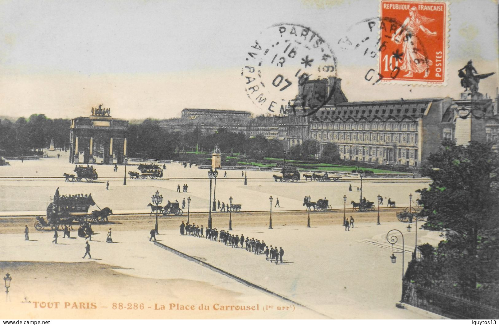 CPA. [75] > TOUT PARIS > N° 88-286 - La Place Du Carrousel - (1er Arrt.) - 1907 - Coll. F. Fleury - TBE - Arrondissement: 01