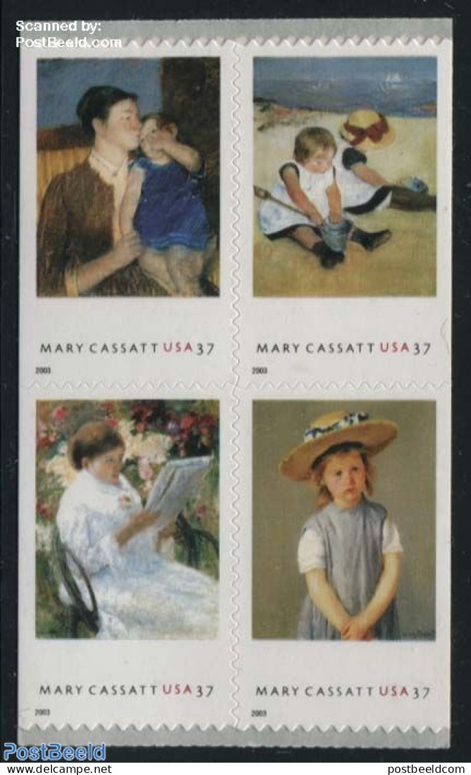 United States Of America 2003 Mary Cassatt 2x4v (double Sided) S-a, Mint NH, Modern Art (1850-present) - Paintings - Ungebraucht