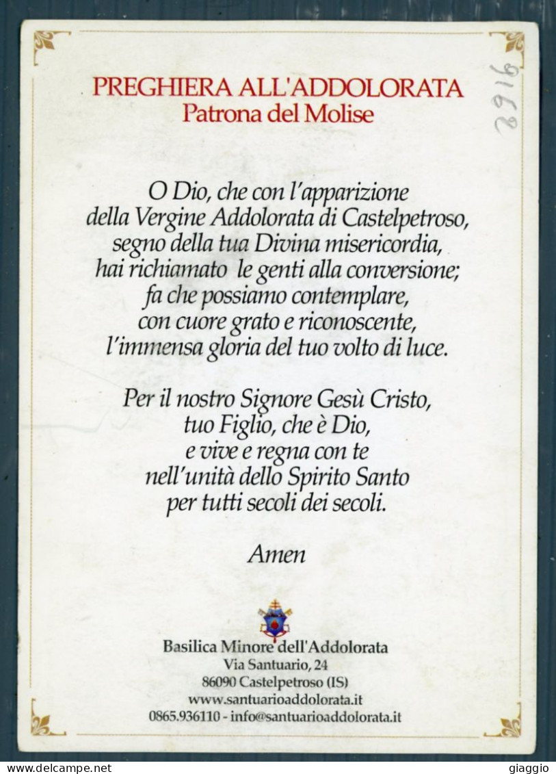°°° Santino N. 9162 - Preghiera All'addolorata - Castelpetroso °°° - Religion &  Esoterik