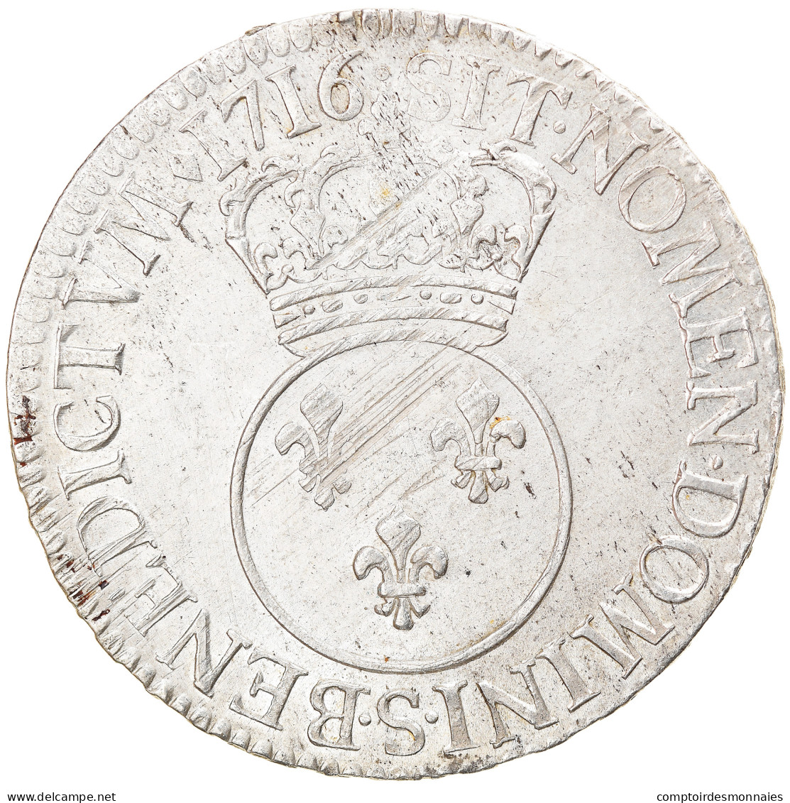 Monnaie, France, Louis XV, Écu Vertugadin, Ecu, 1716, Reims, TTB, Argent - 1715-1774 Ludwig XV. Der Vielgeliebte