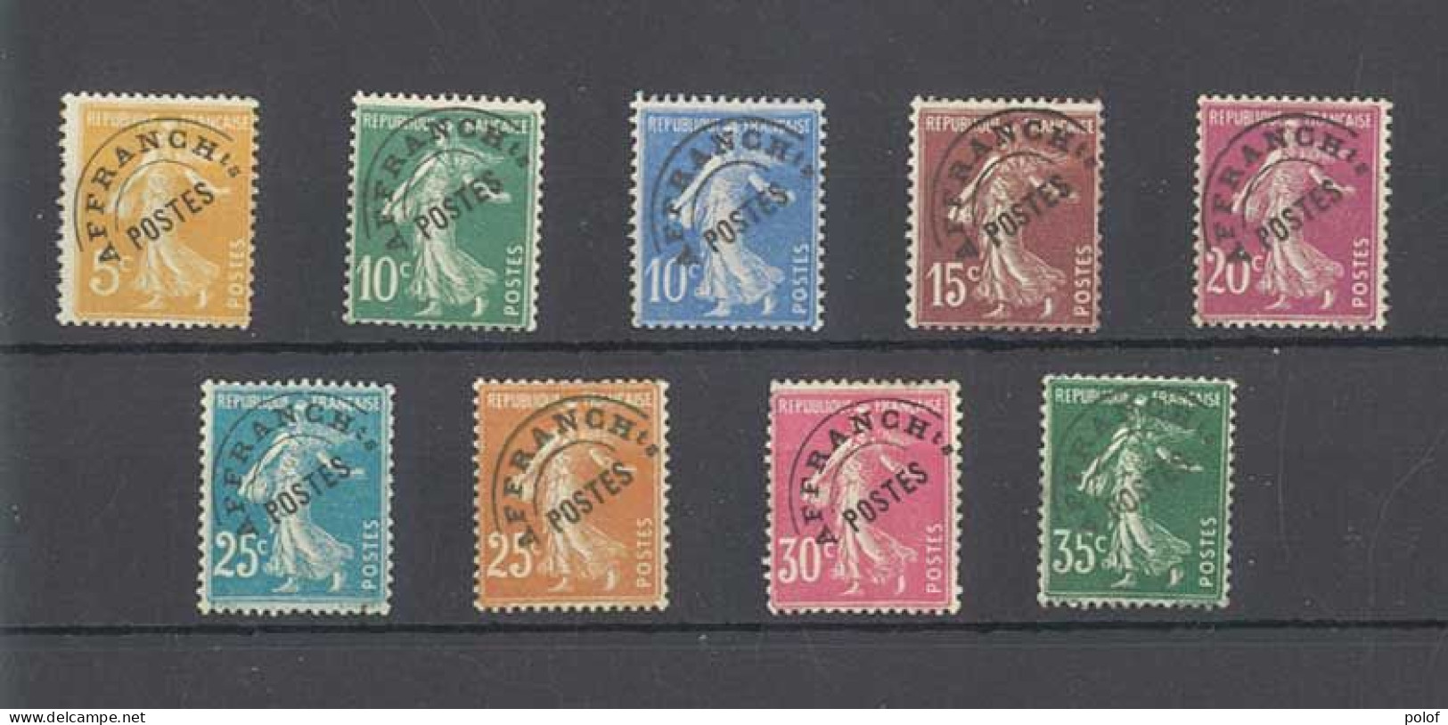 PREOBLITERE - Lot De 9 Timbres - Yvert 50, 51, 52, 53, 55, 56, 57, 59, 63 -  Semeuses Fonds Pleins - 1893-1947