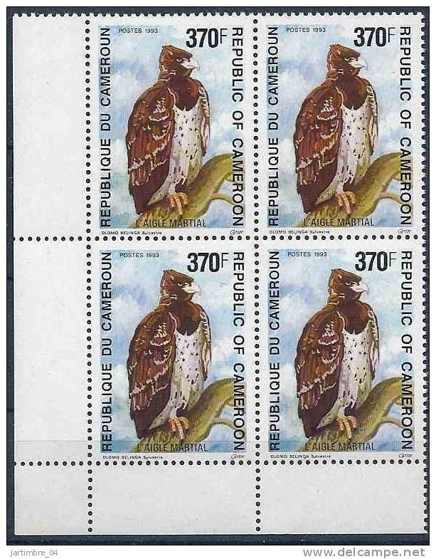 1993 CAMEROUN 867**oiseau: Aigle Martial, Bloc De 4 - Camerun (1960-...)