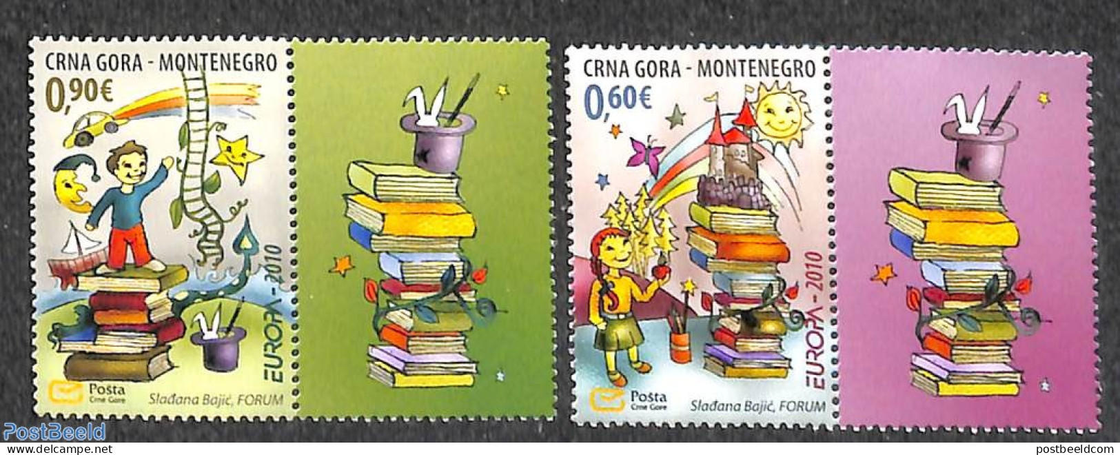 Montenegro 2010 Europa 2v+tabs, Mint NH, History - Europa (cept) - Art - Children's Books Illustrations - Montenegro