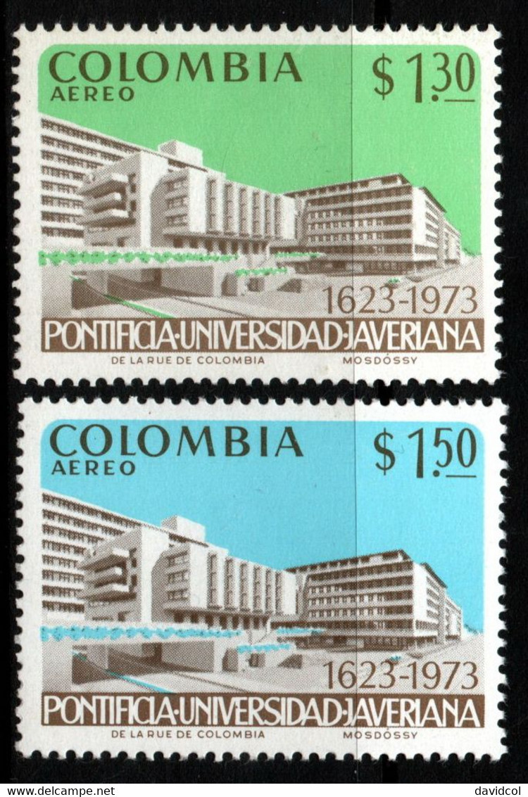 01- KOLUMBIEN - 1973- MI#:1243,1244- MNH- JAVERIANA UNIVERSITY. EDUCATION / ARCHITECTURE - Colombie