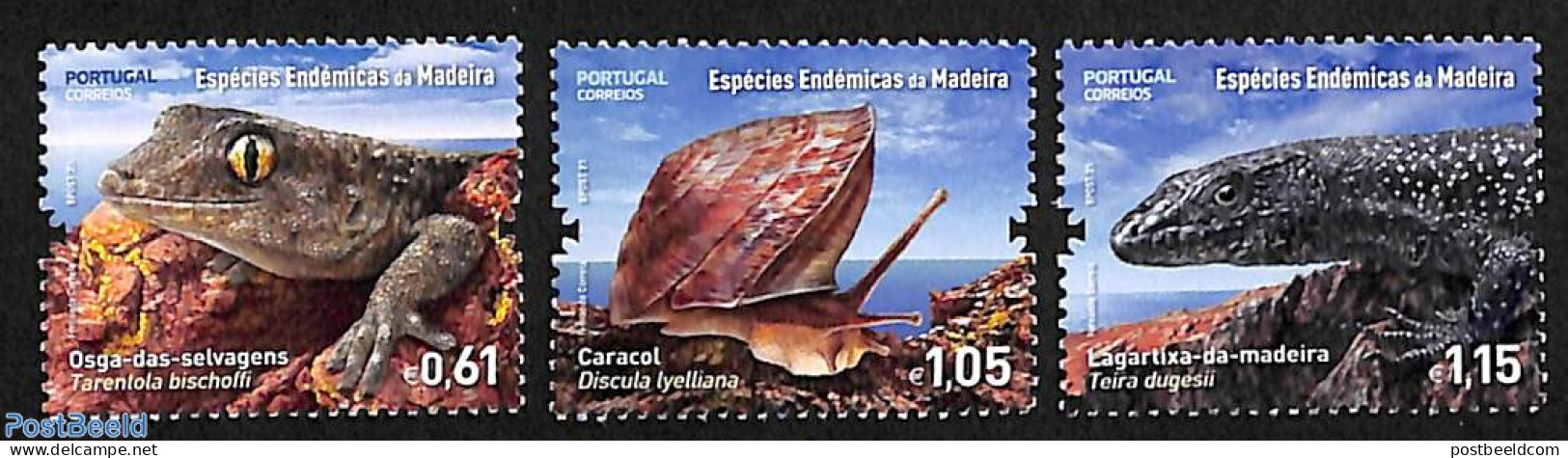 Madeira 2023 Endemic Fauna 3v, Mint NH, Nature - Animals (others & Mixed) - Reptiles - Madère