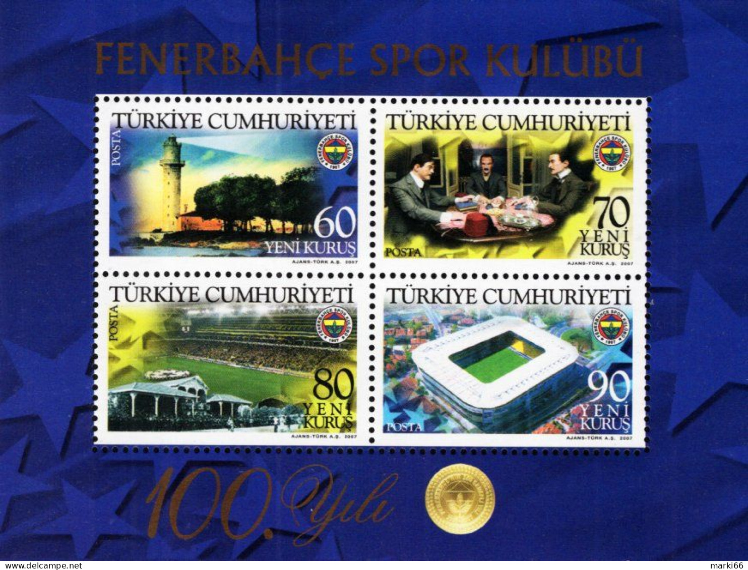 Turkey - 2007 - Centenary Of Fenerbahce Sports Club - Mint Stamp Sheetlet - Ungebraucht