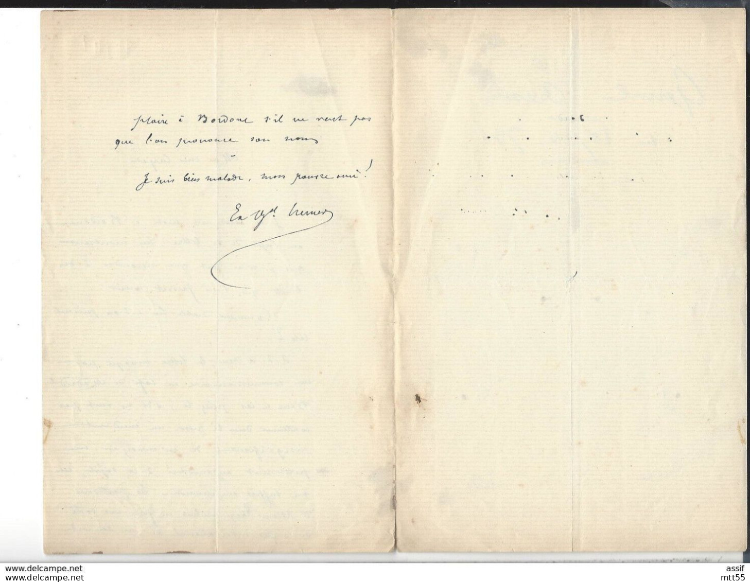 GENERAL CAMILLLE CREMER 1840-1876 Lettre écrite Au Photographe Etienne Carjat - Politiques & Militaires