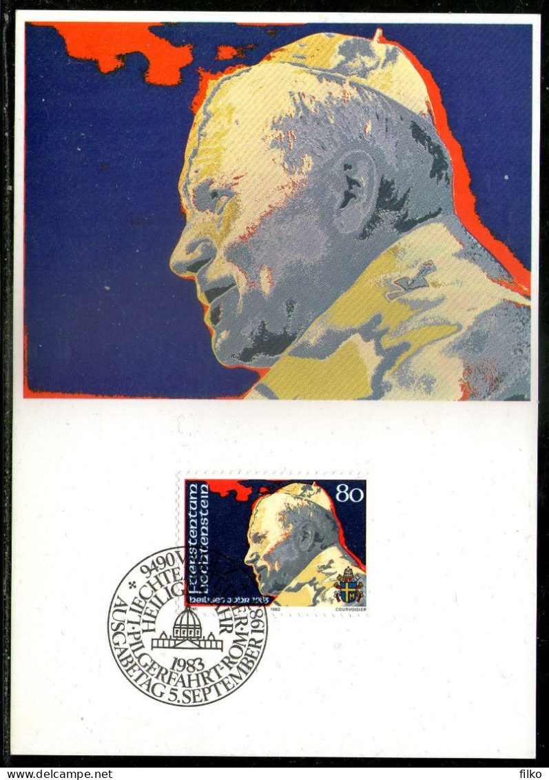 Liechtenstein, FDC Carte-Maximum 1983 Pope John Paul II,Pape Jean-Paul II,Johannes Paul II,as Scan - FDC