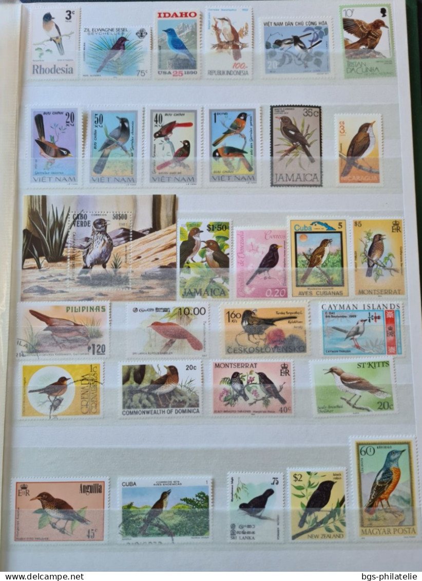 Collection de timbres sur le thème des Oiseaux.