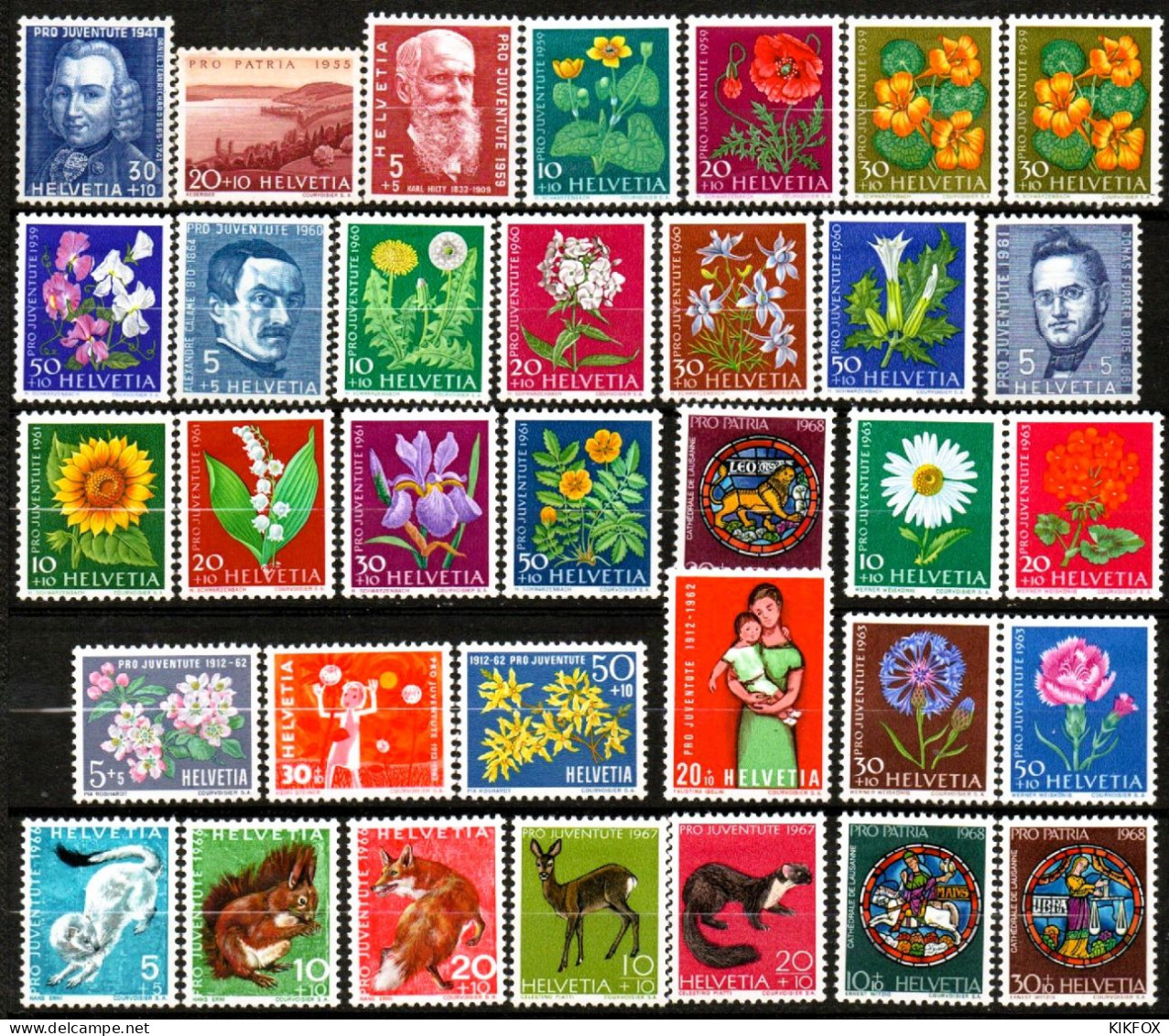 SUISSE ,SCHWEIZ, 1941 - 1960, 1961 - 1968, LOT PRO JUVENTUTE, UNGEBRAUCHT, CHARNIERES - Nuovi