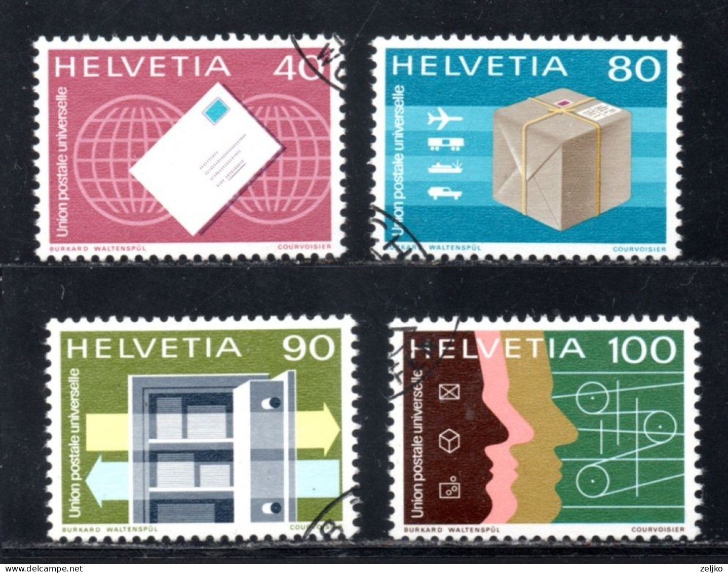 Switzerland, UPU Used, 1976, Michel 10 - 13, Areas Of Activity Of The Universal Postal Union - UPU (Unione Postale Universale)
