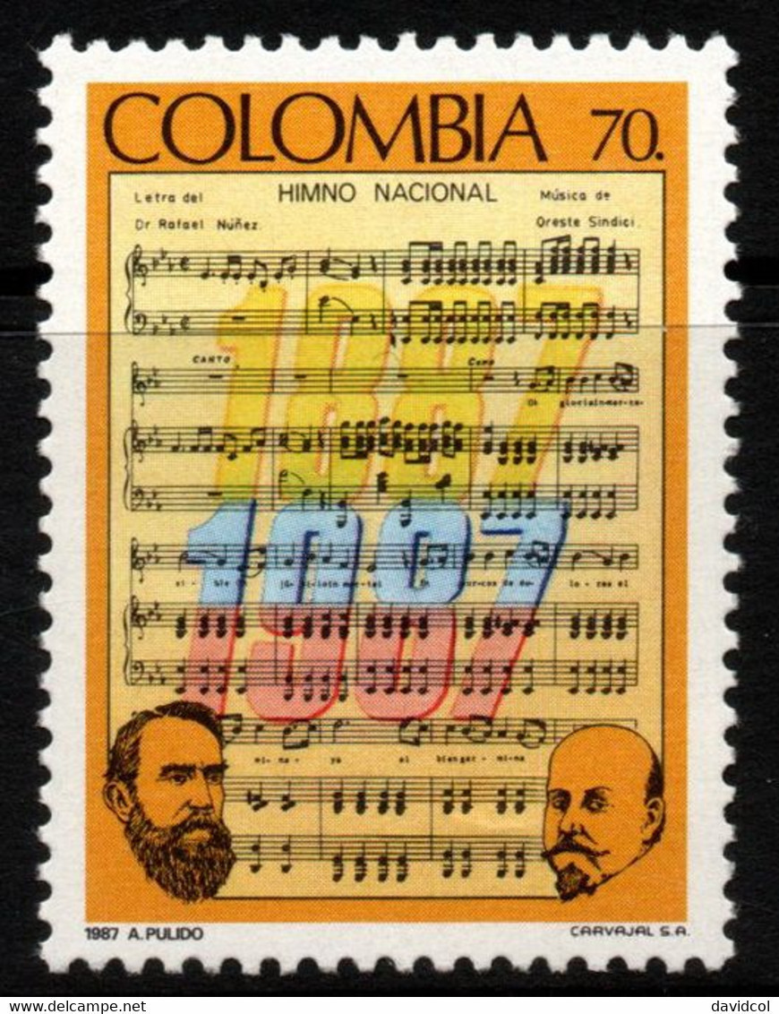 06- KOLUMBIEN - 1988 - MI#:1724 - MNH- NATIONAL ANTHEM  -MUSIC - Colombia