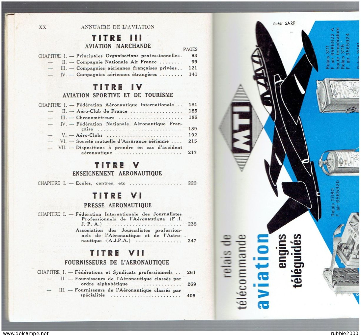 1963 ANNUAIRE DE L AVIATION ET DE L ASTRONAUTIQUE LES VIEILLES RACINES HORIZONS DE FRANCE AVION - Vliegtuig